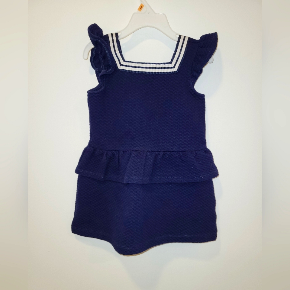 Janie And Jack Girl Merchant Marine Quilted Jacquard Peplum Dress Size 3